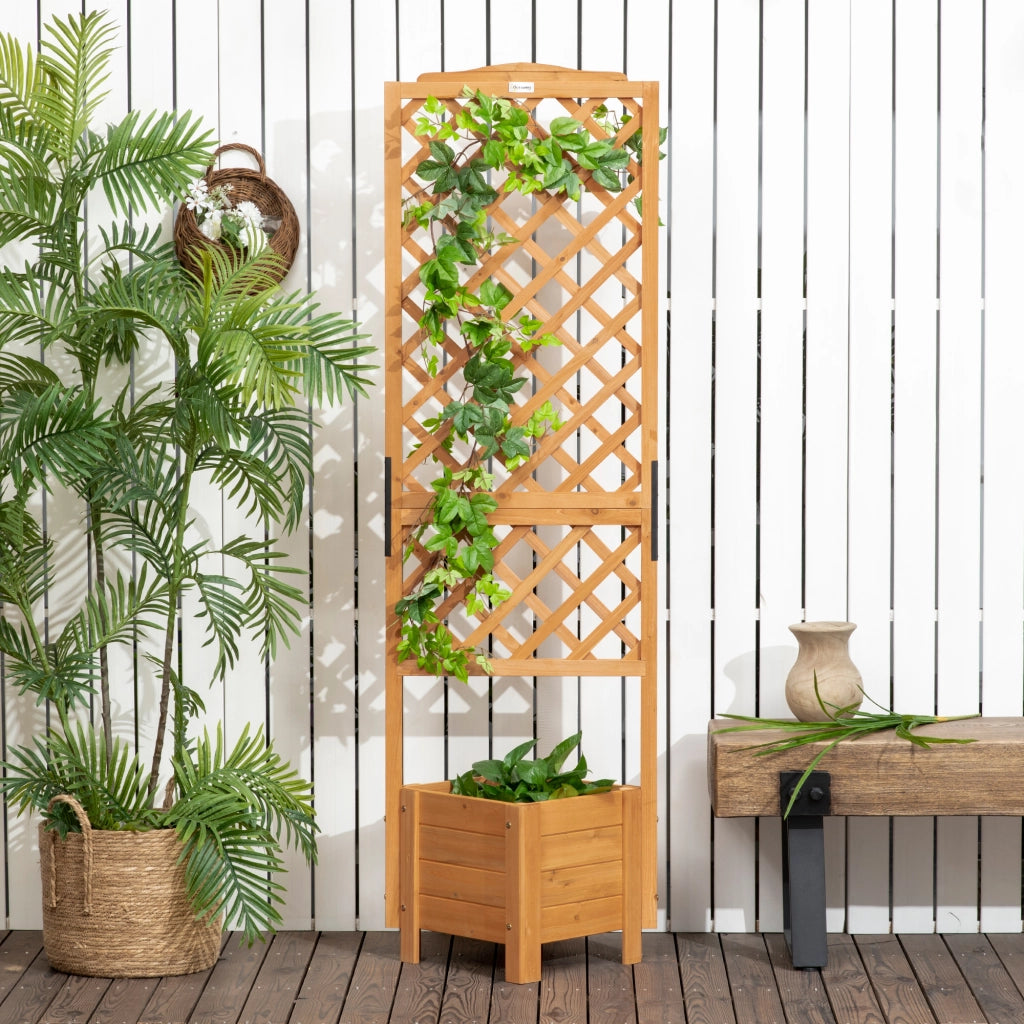 Fioriera con graticcio in legno per giardino ¨C Minimal ¨C 54.5x52x180 cm