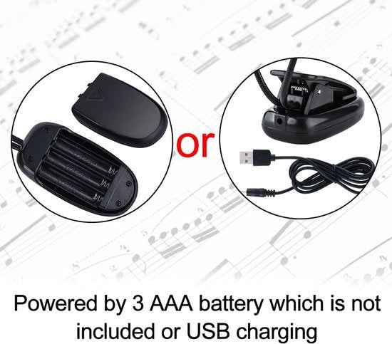 Lampada da lettura portatile con LED - Stand per musica e lettura - Clip on - Regolabile - Ricarica via USB - Lampada da lettura con sospensione per libro