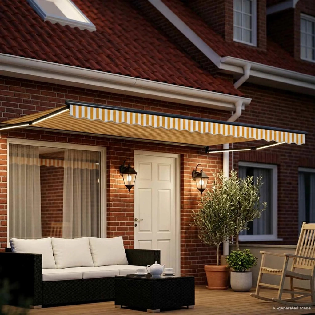 Tenda retrattile manuale con LED 4,5 × 3 m 3419476