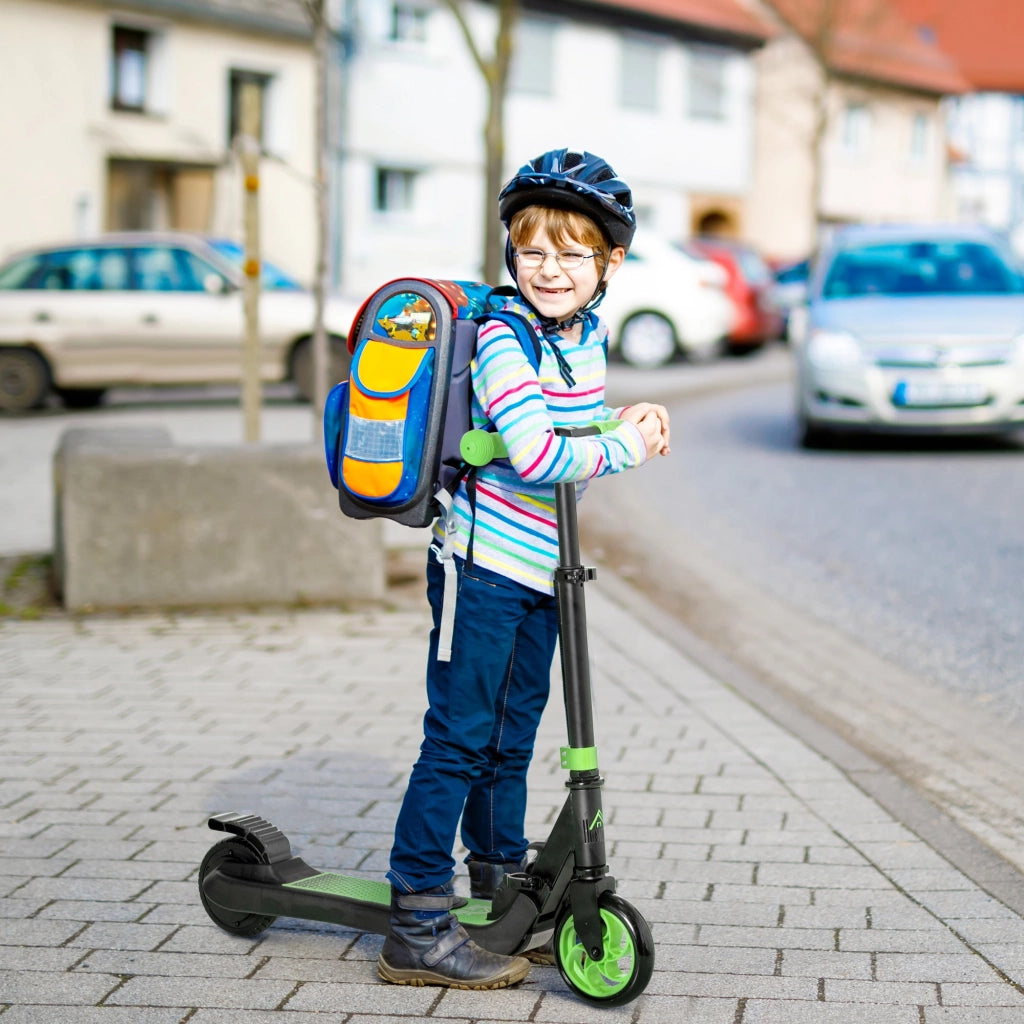 Monopattino Elettrico Pieghevole per Bambini Altezza Regolabile 75-80 cm Nero e Verde
