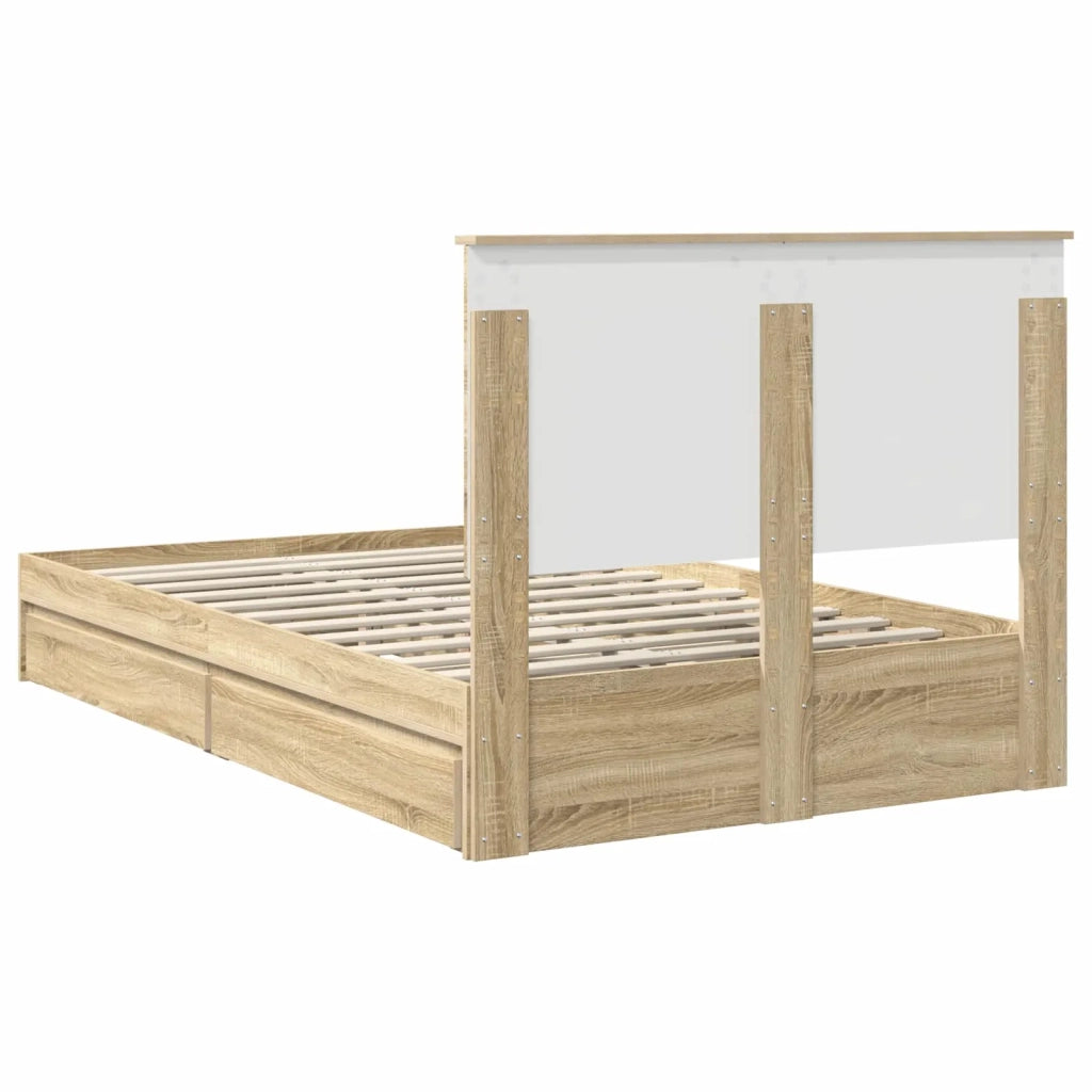 Letto con Contenitore con testiera Rovere Sonoma 135 x 190 cm 3409561