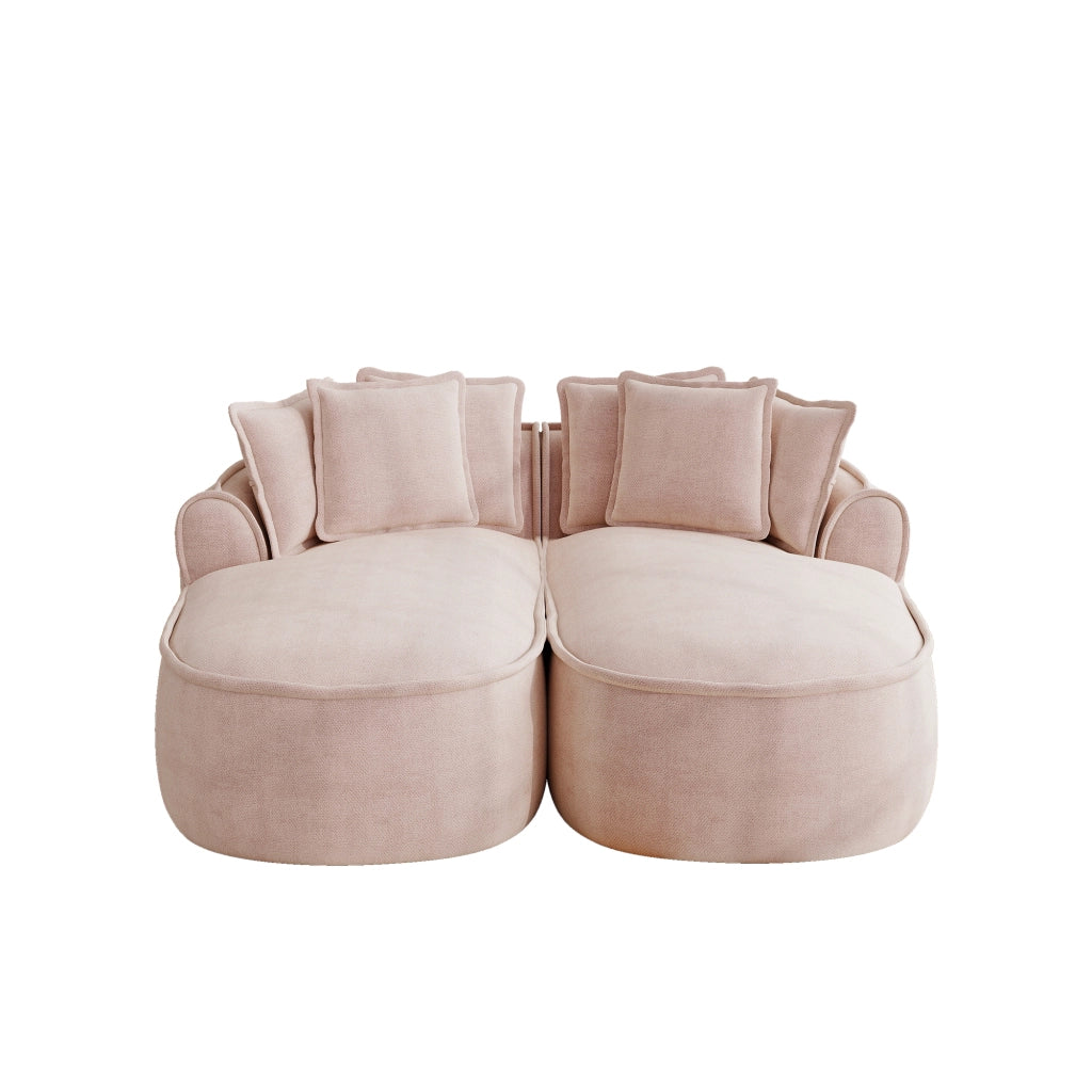 Divano Chaise Longue Doppio in Chenille con Cuscini ¨C MINIMAL ¨C Rosa