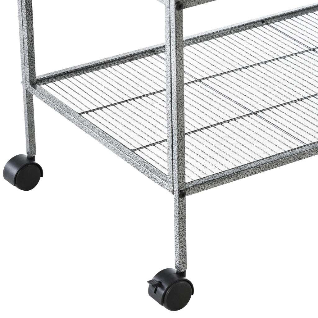 Gabbia per Uccelli con Ruote ¨C Minimal ¨C Grigio 95x45,5x102 cm