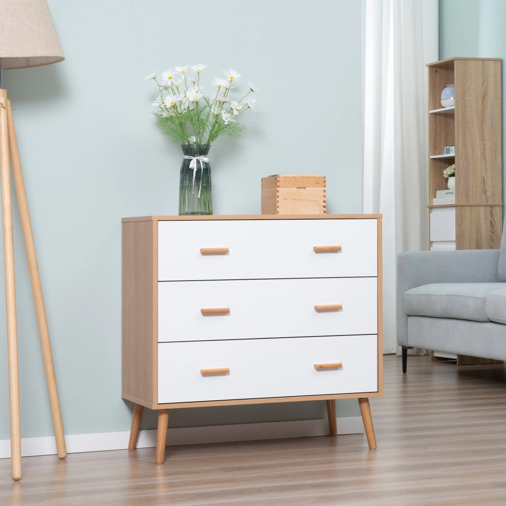 Cassettiera scandinava 3 cassetti ¨C Xylo ¨C legno chiaro bianco design moderno