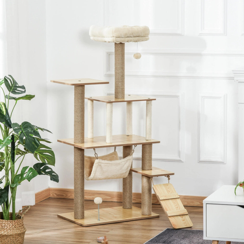 Albero tiragraffi per gatti con piattaforme e posti ¨C Minimal ¨C 130 cm beige