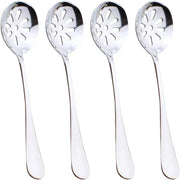 Set di cucchiai in acciaio inossidabile con solchi - Set da 4 - Argento