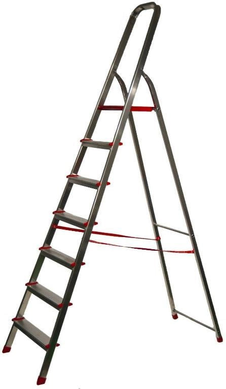 Scala Scaletto in Alluminio 7 gradini con Paraspigoli jumbo Made in Italy