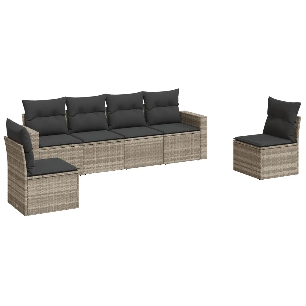 Set Divano da Giardino 6pz con Cuscini Grigio Chiaro Polyrattan 3251149