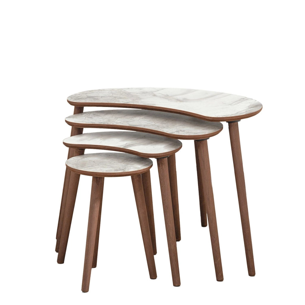 Tavolo nido in legno "Moon" (4 pezzi) 40 x 75 x 55 cm - Bianco
