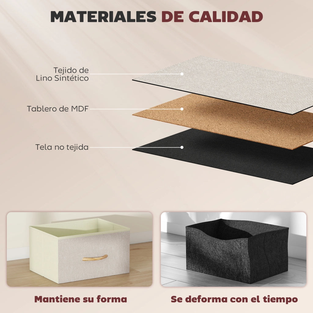 Cassettiera con 8 Cassetti in Tessuto ¨C Xylo ¨C Beige con Struttura in Metallo