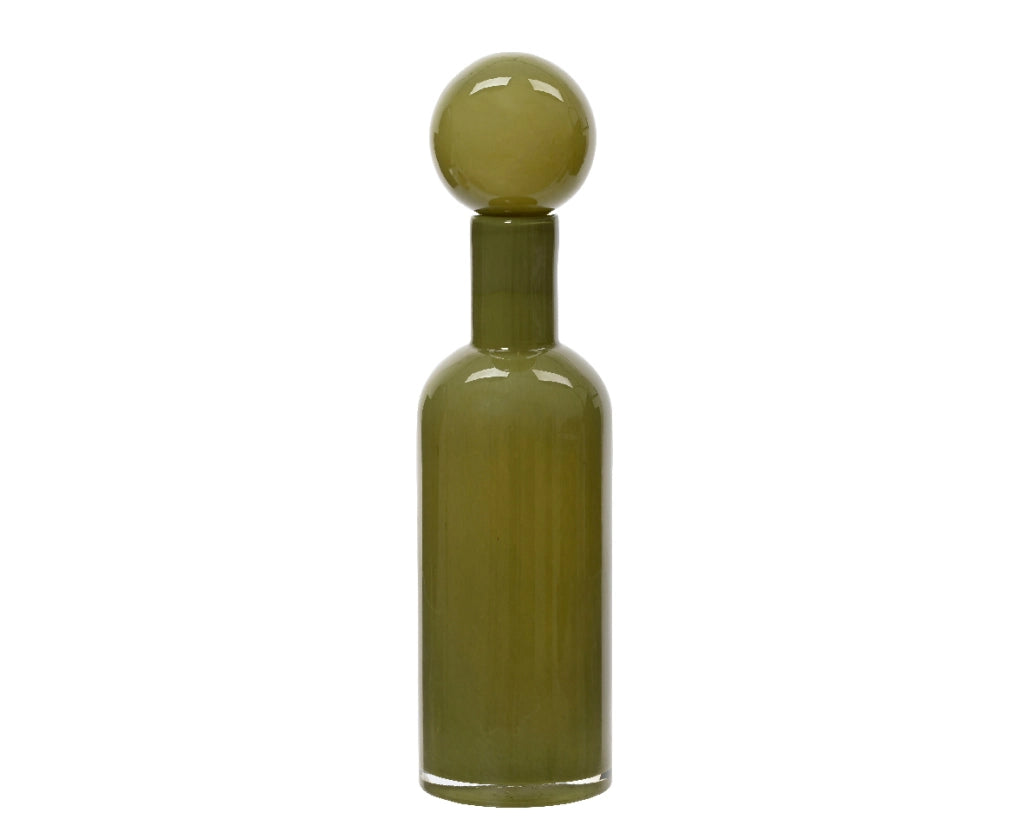 Vaso in vetro verde h. 38cm x dia 10cm