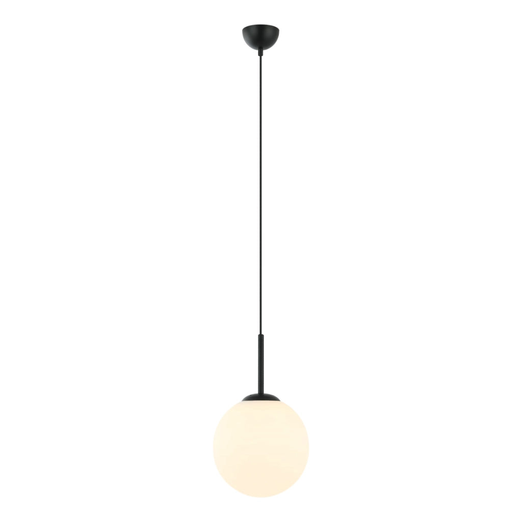 Lampada a sospensione minimal sfera vetro nero/bianco E27 Deore