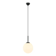 Lampada a sospensione minimal sfera vetro nero/bianco E27 Deore