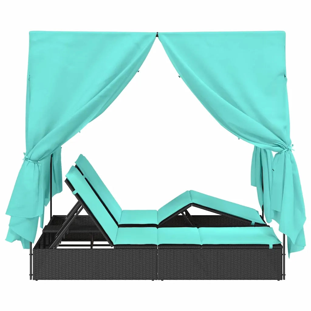 Lettino da sole doppio Turchese 205 x 129 x 200 cm polyrattan 3376135