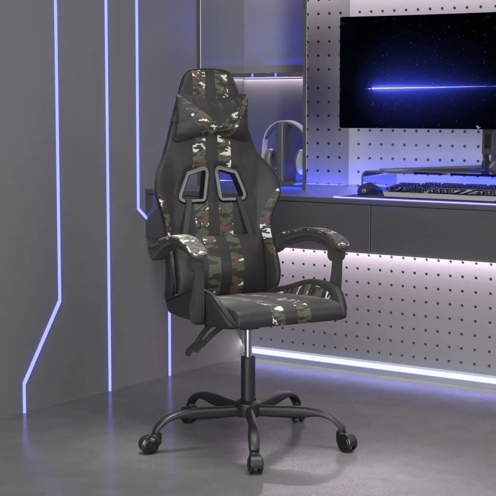 Sedia da Gaming Nero e Mimetico in Similpelle 3143829