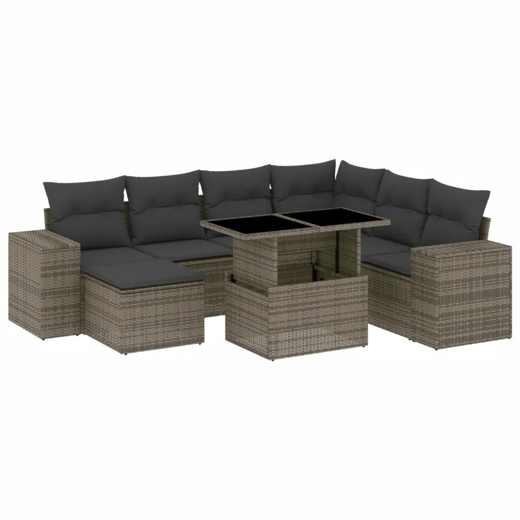 Set Divano da Giardino 8 pz con Cuscini Grigio in Polyrattan