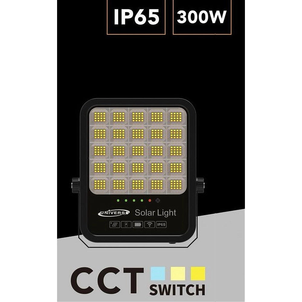 Trade Shop - Faro Led Proiettore 300w Ip65 Cct 3in1 Con Pannello Solare Telecomando Ry-300w-3c -