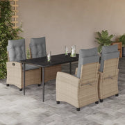 Set Pranzo da Giardino 5 pz con Cuscini Beige Misto Polyrattan