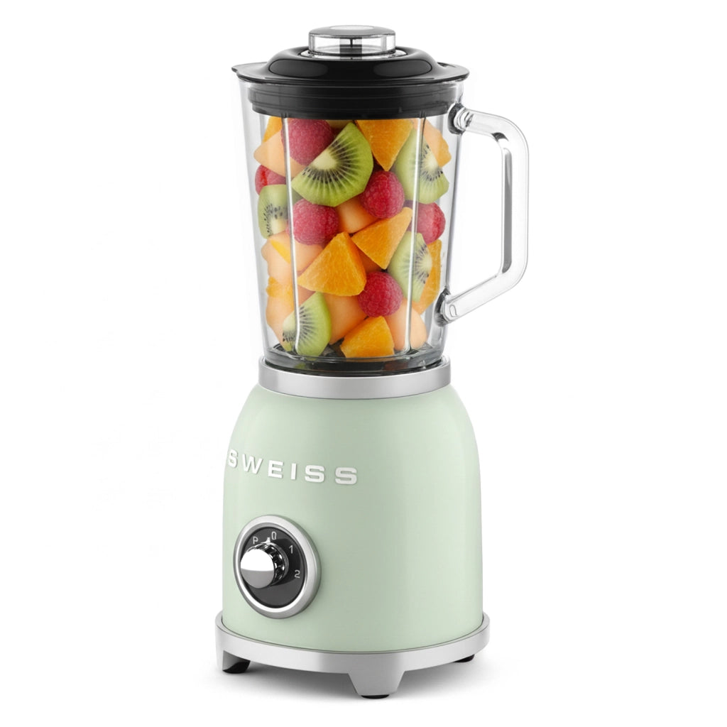 Frullatore frullato vintage a 2 velocità e funzione pulse MXV7, 6 lame in acciaio inox, capacità 1,5 l, ciotola in vetro, 1000 W, verde