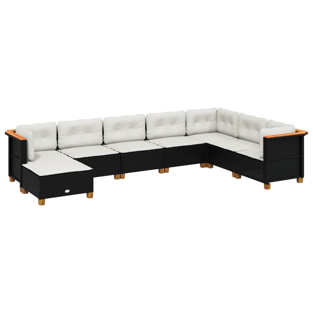 Set Divani da Giardino con Cuscini 8 pz Nero in Polyrattan 3261953