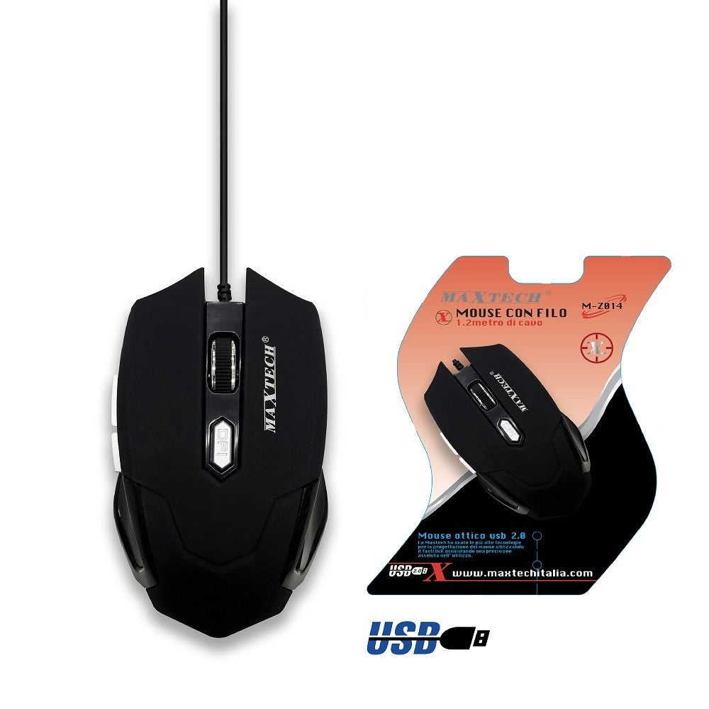 Trade Shop - Mouse Da Gioco Gaming Per Computer Pc Cavo Usb 2.0 Filo 1.2 Mt Tasti Maxtech M-z014 -