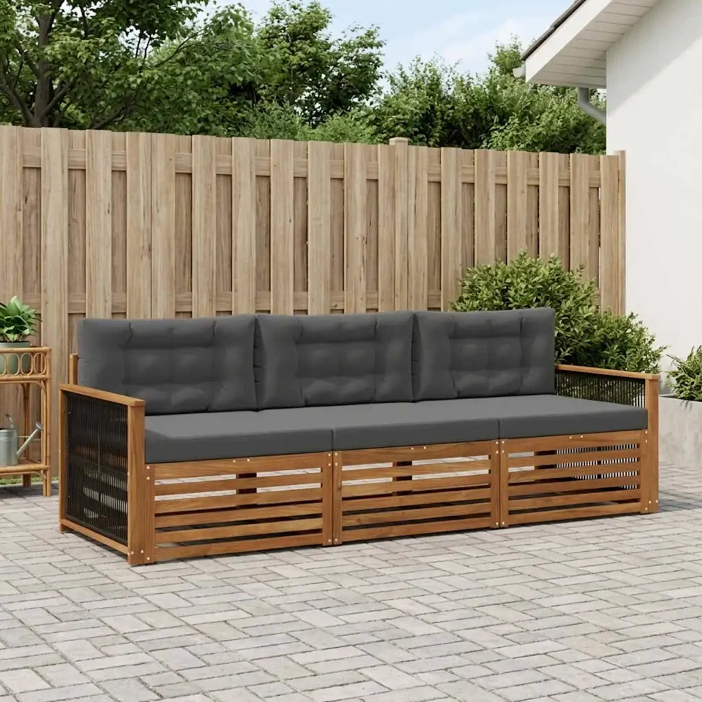 Set di divani da esterno con cuscino 3 pcs Naturale e Antracite 3382965