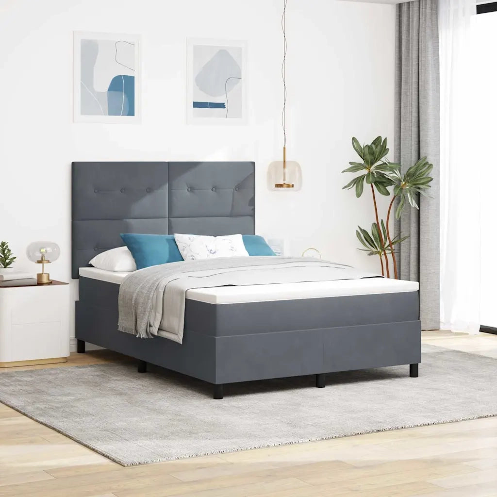 Letto a Sorgente LED Grigio scuro 140 x 200 cm Tessuto