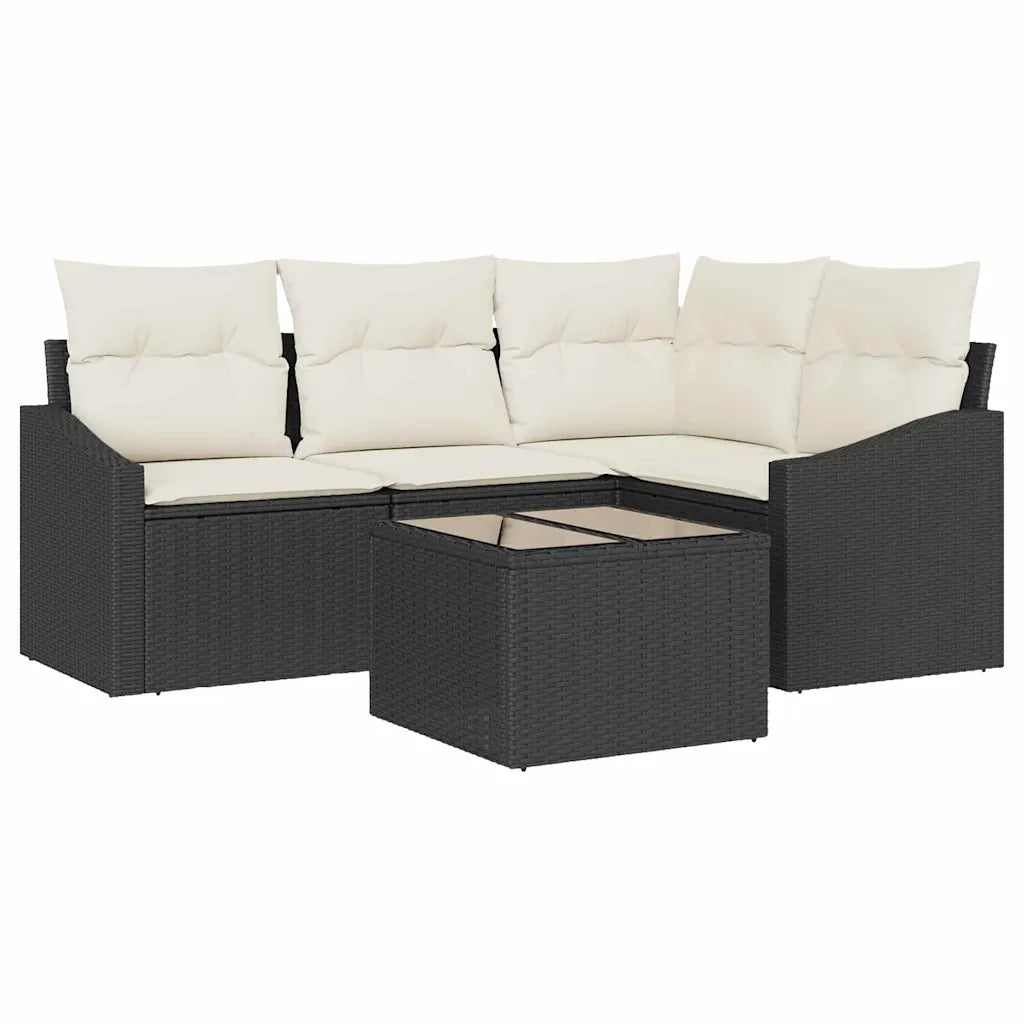 Set Divano da Giardino 5 pcs Marrone e Crema polyrattan 3355376
