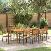 Set da Pranzo per Giardino 9 pcs Nero Legno di Acacia Massello