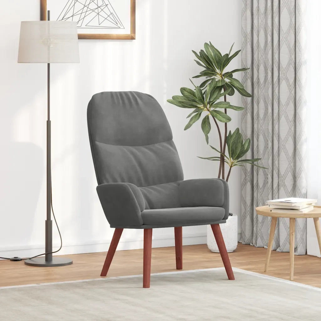 Poltrona | Sedia Relax Grigio Scuro in Velluto