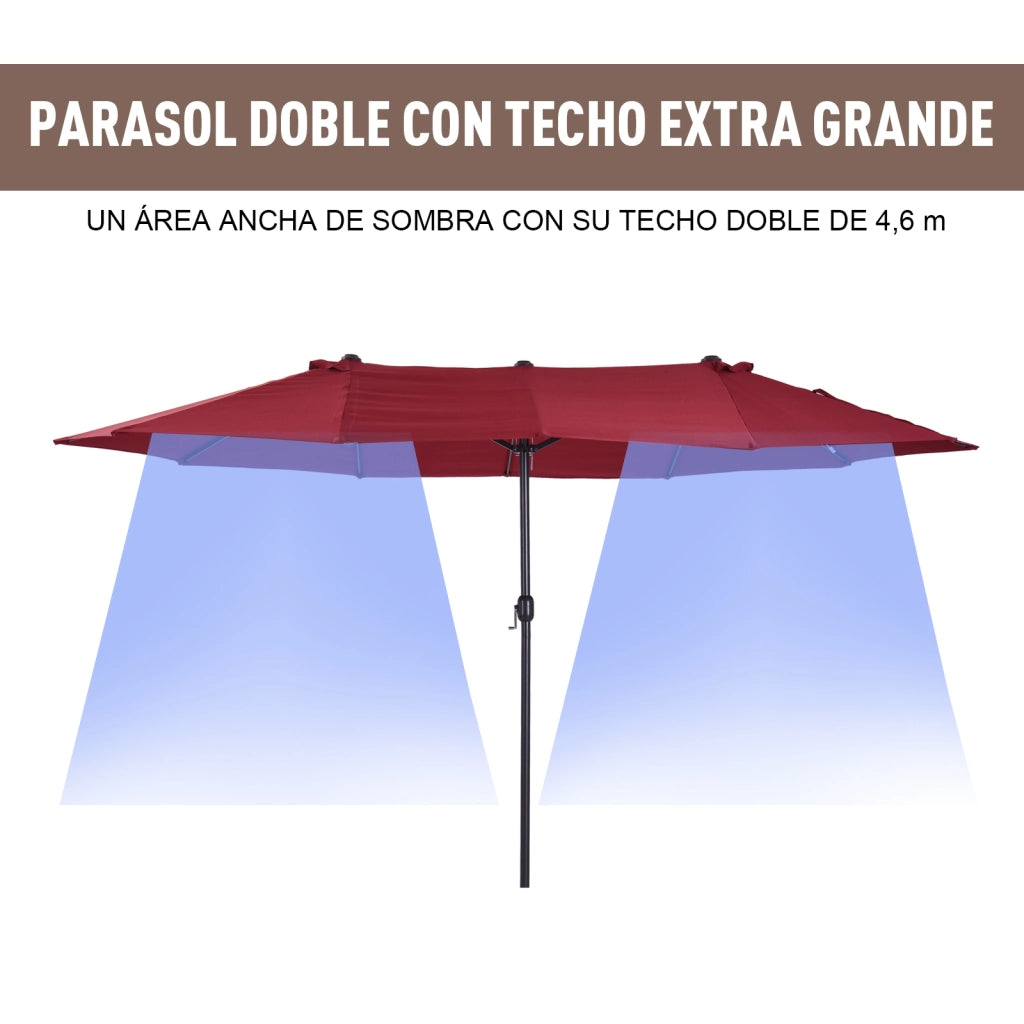 Ombrellone Doppio per Giardino ¨C zephmum ¨C Rosso Vino 455x265x238 cm