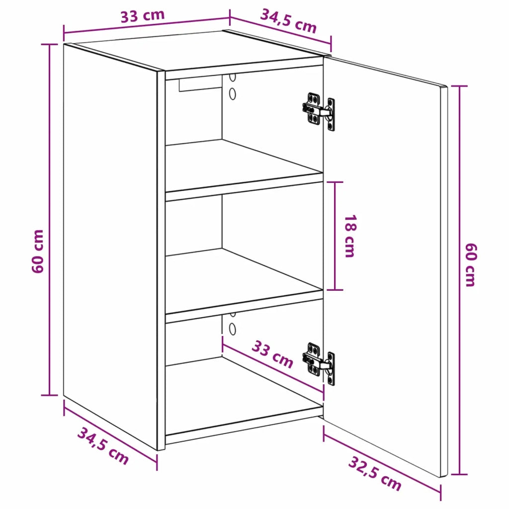 Mobiletto da Bagno | Armadio da bagno a Muro Nero 33 x 34,5 x 60 cm