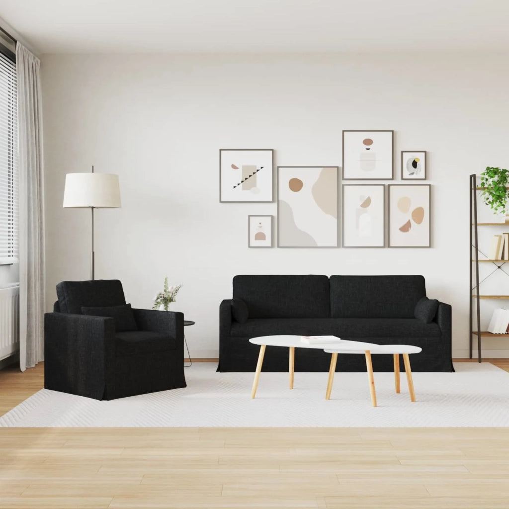 Set di divani 2 pcs Nero 198 x 78 x 80 cm Tessuto 3407583