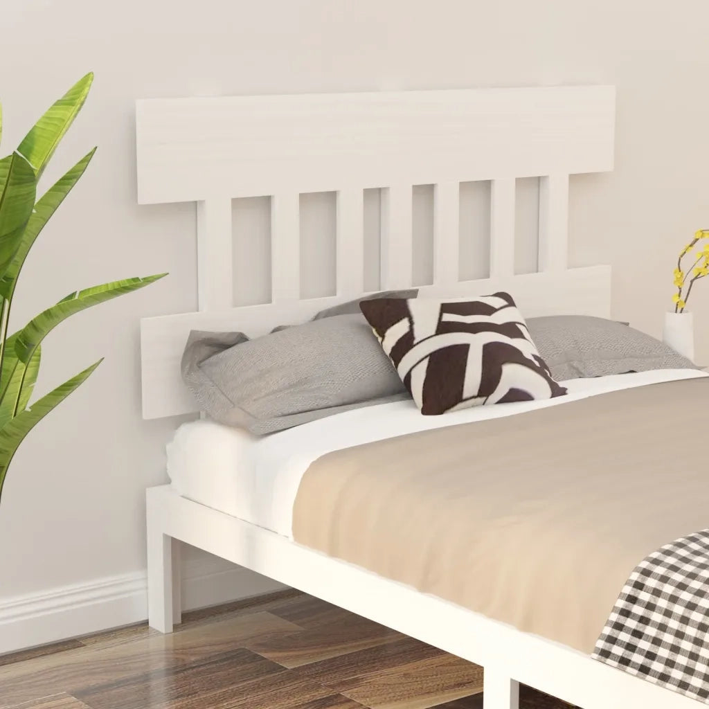 Testiera per Letto Bianca 143,5x3x81 cm Legno Massello di Pino 819121