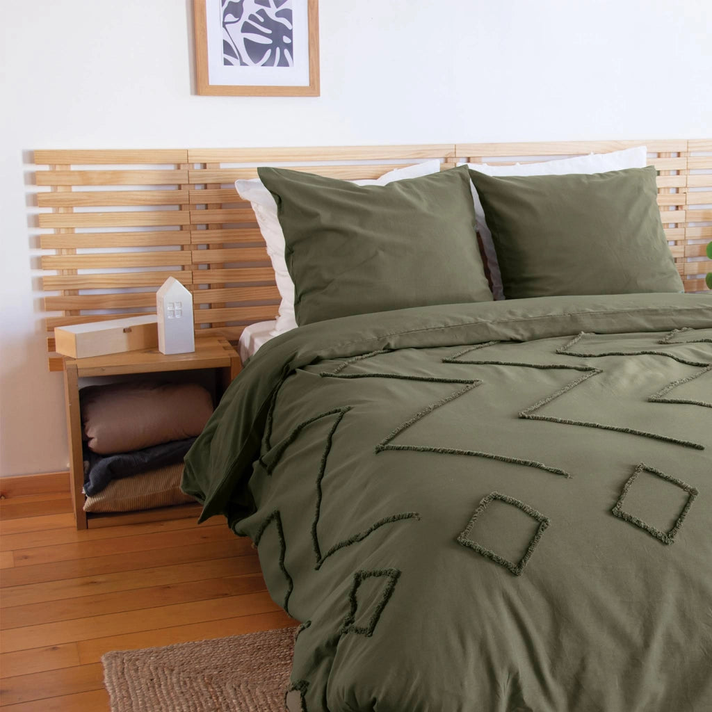 Set biancheria da letto in cotone verde, 2 posti