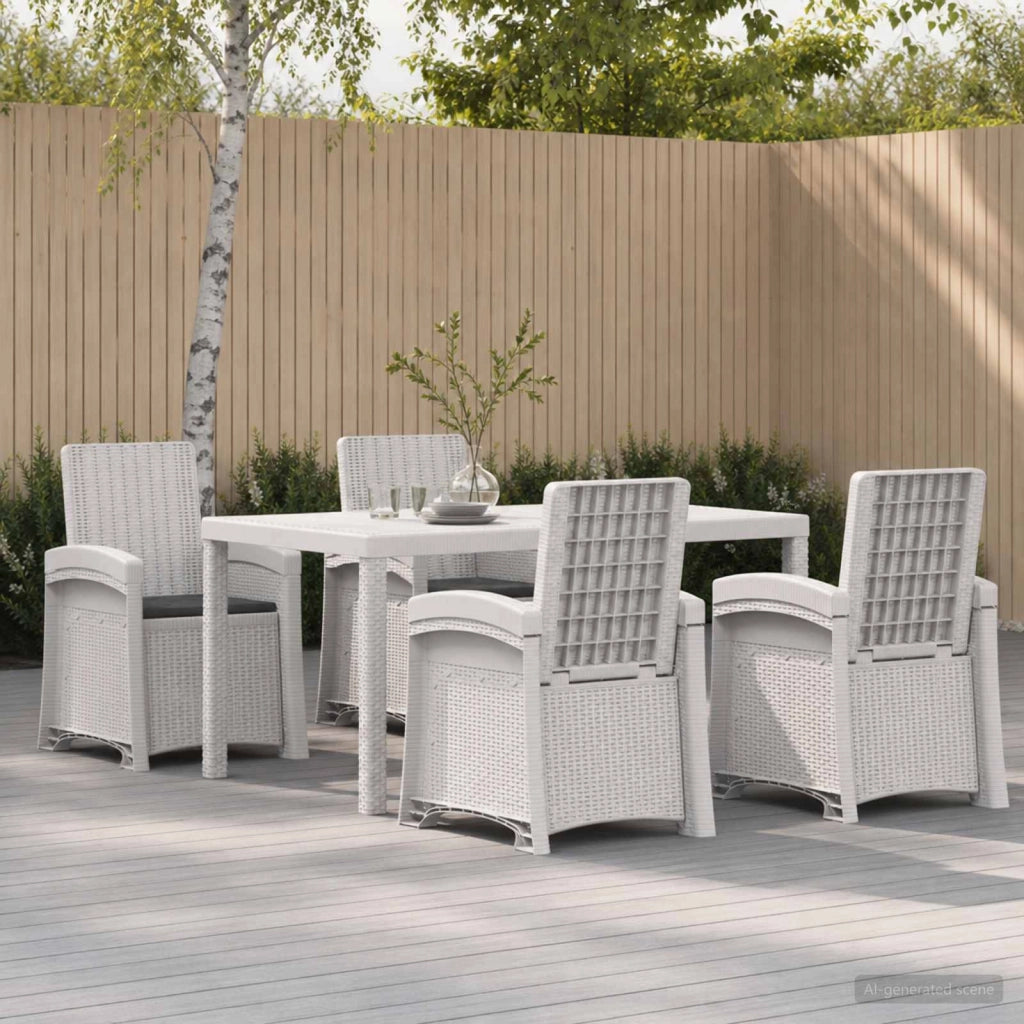 Set da Pranzo per Giardino 5 pz Bianco e Antracite PP 3430128