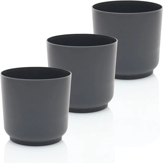 Set di vasi per piante in plastica antracite 13 cm per piante aromatiche