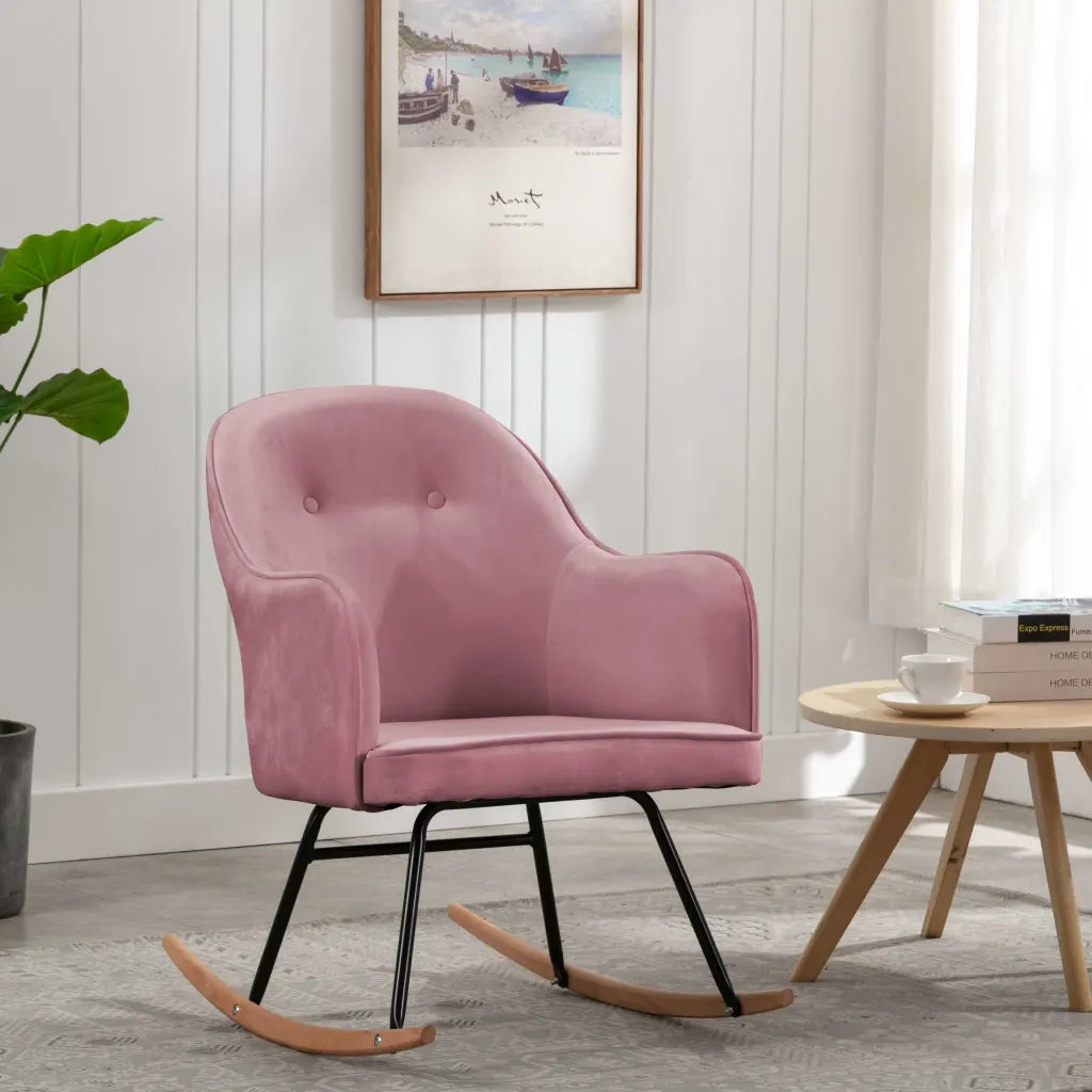 Sedia a Dondolo Rosa in Velluto 289522