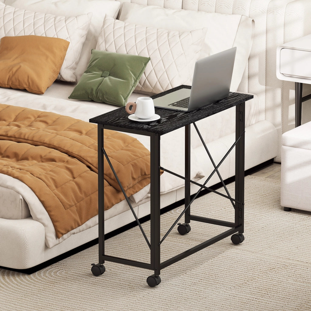 Scrivania Pieghevole con Ruote ¨C Minimal ¨C Nero 80x40x75 cm