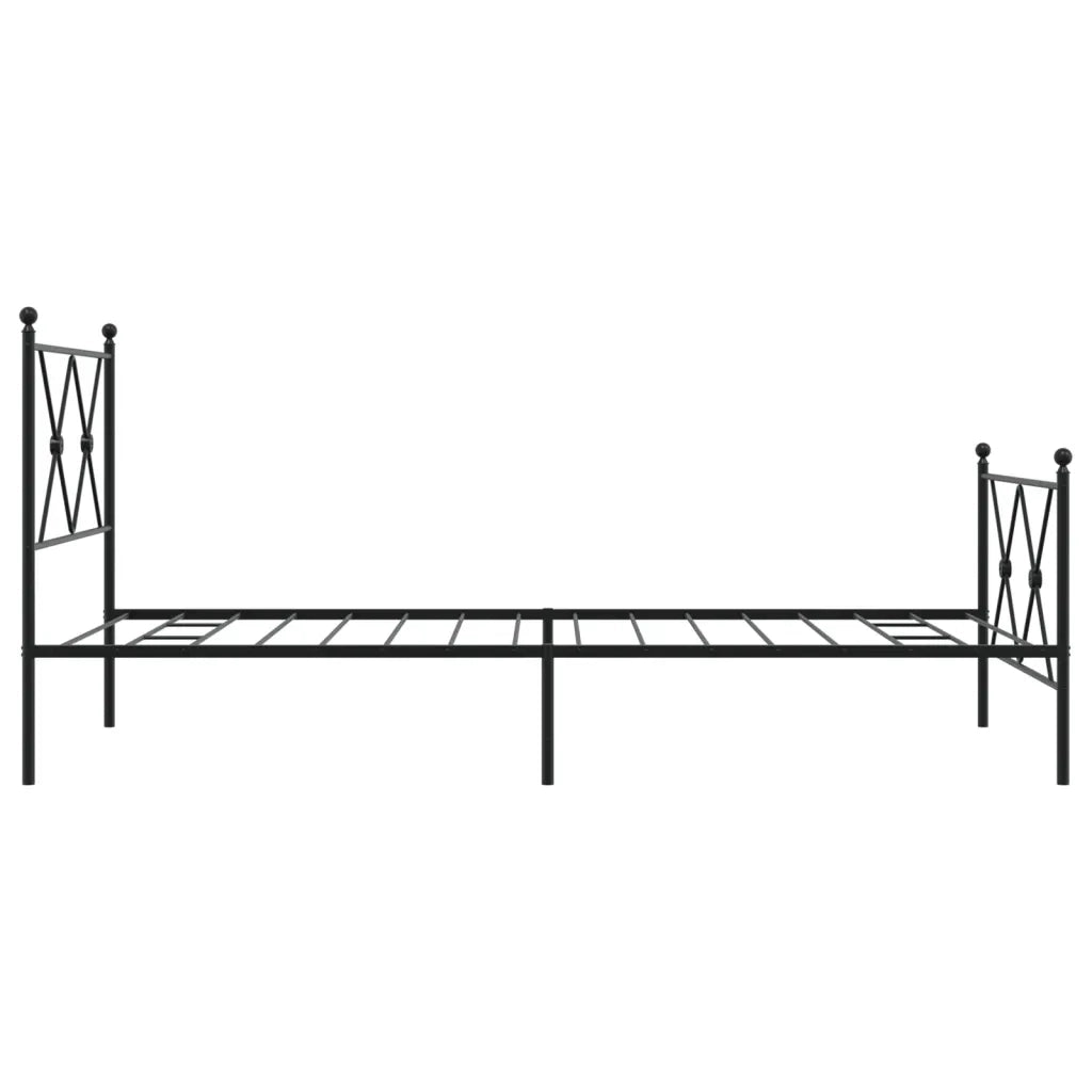 Giroletto con Testiera e Pediera-Struttura Letto Metallo Nero 90x190 cm 374469