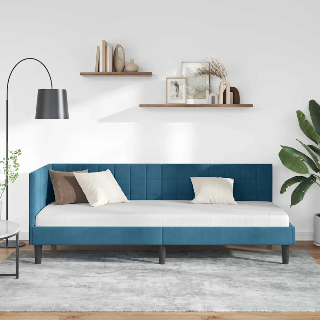 Cornice del letto ad angolo Blu 80 cm x 200 cm Velluto 42016407