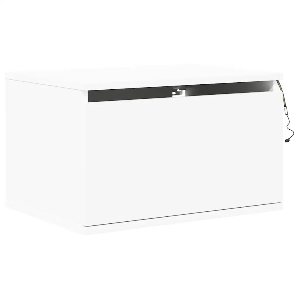 Set di 2 Comodini | Armadio da Notte | Mobiletto da notte a Parete con Luci LED Bianchi