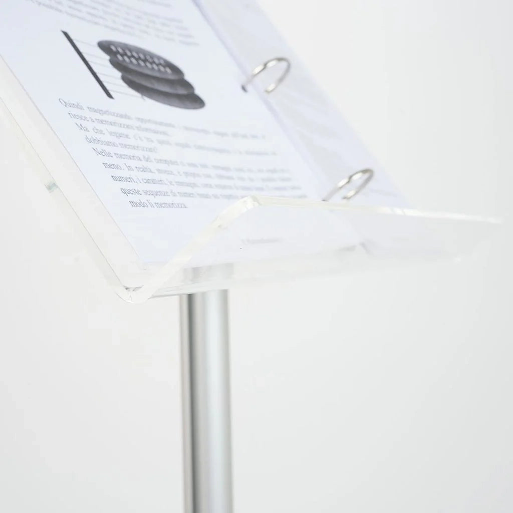 Espositore in plexiglass leggio con anelli