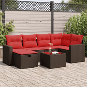 Set Divani da Giardino 7 pz con Cuscini Marrone in Polyrattan 3325400