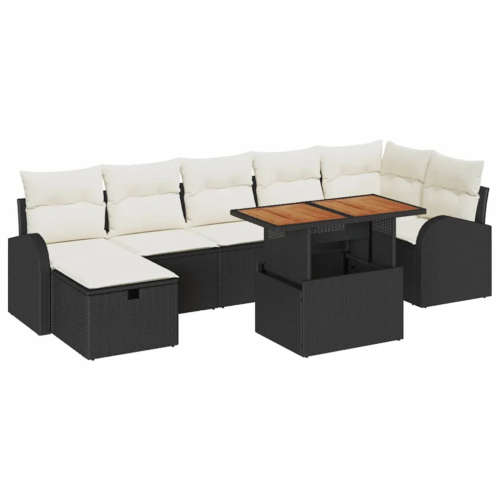 Set Divano da Giardino 8 pcs Nero polyrattan 3361306
