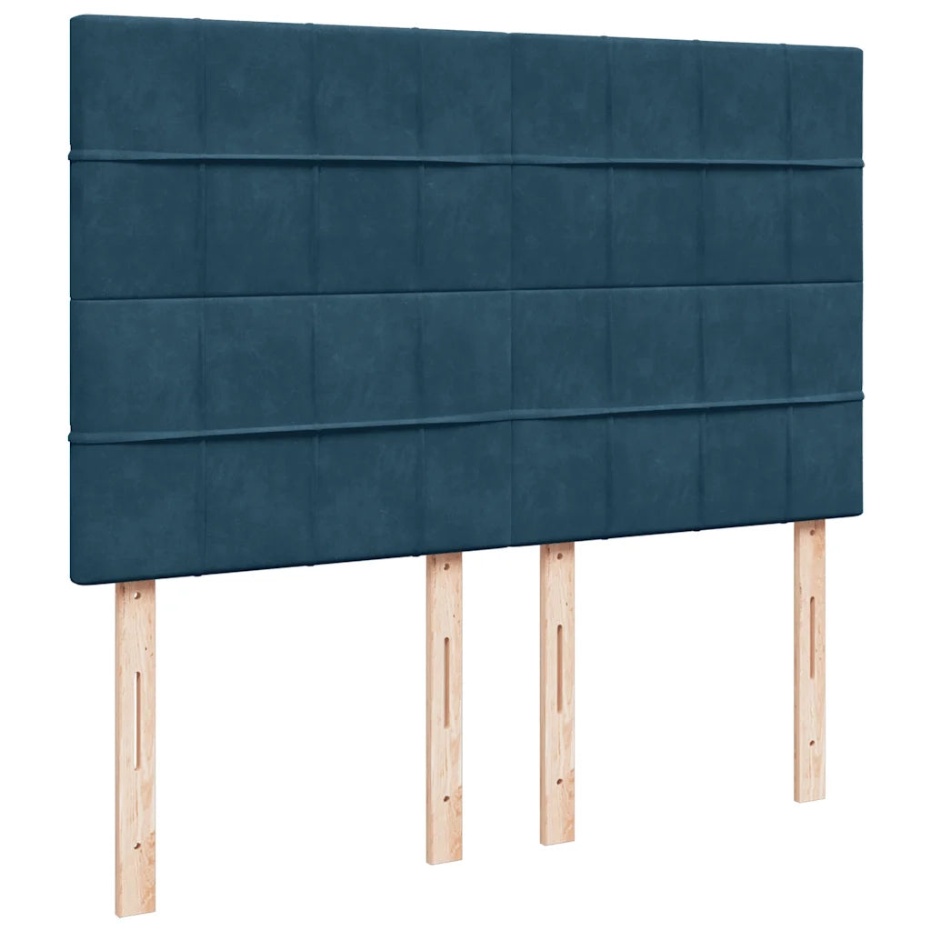 Giroletto a Molle con Materasso Blu 140x200 cm in Velluto