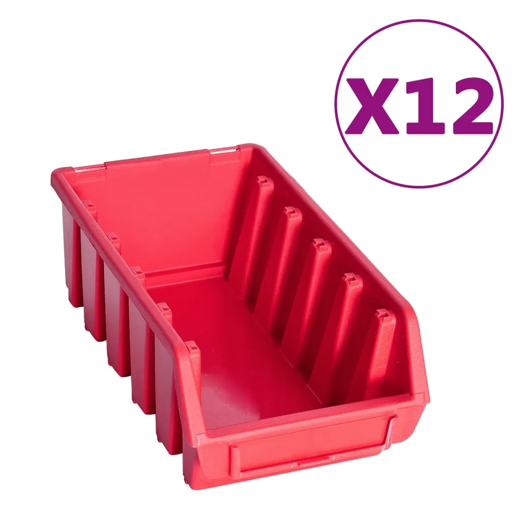 Kit Contenitori 80 pz con Pannelli a Parete Rosso e Nero 150812
