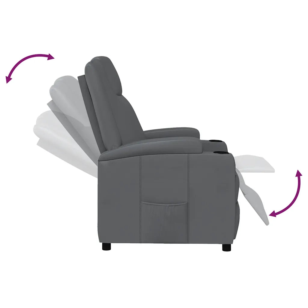 Poltrona Reclinabile Grigio in Similpelle
