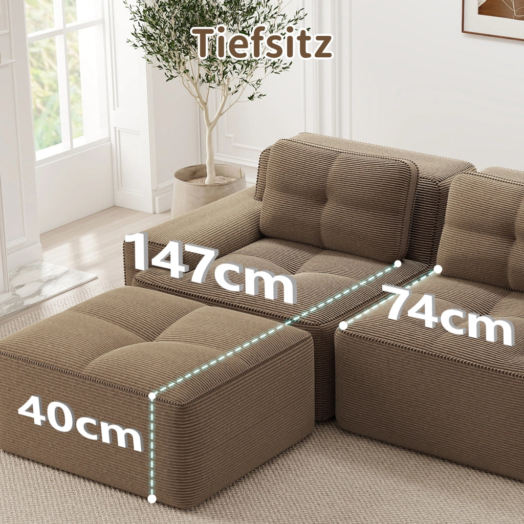 Sofa modulare senza ossa - Zephmum- 4 posti, design antiscivolo, tessuto velluto