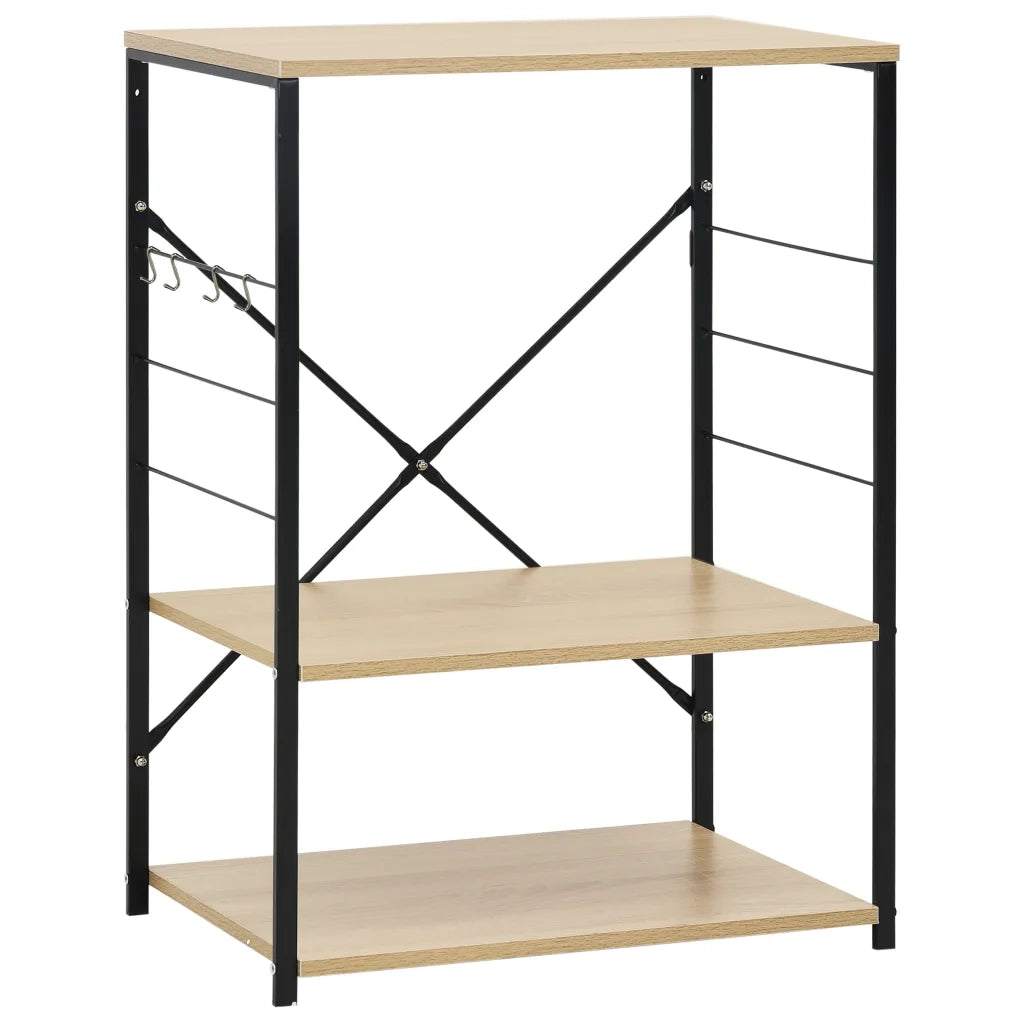 Mobile Microonde Nero e Rovere 60x39,6x79,5cm Legno Multistrato CFW6844835